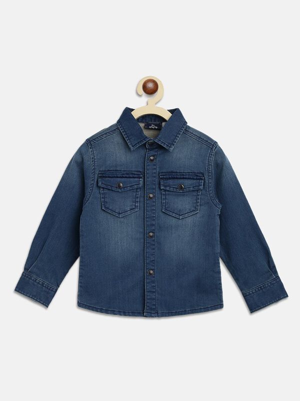 Long Sleeve Denim Shirt - Washed image number null